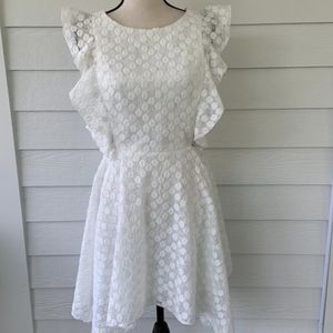 Black Halo Sleeveless Lace White Fit Flare Dress